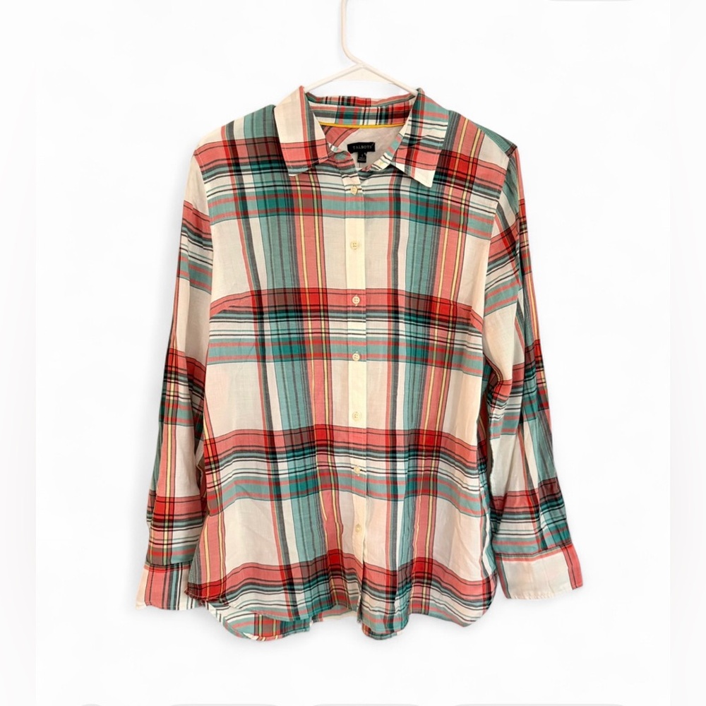 Talbots Women Plaid Shirt Long Sleeve Large 100% Cotton NWT Preppy Fall Casual